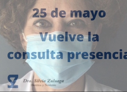 Vuelve la consulta presencial Dra. Silvia Zuluaga Médico Dietética y Nutrición Donostia San Sebastián Éibar