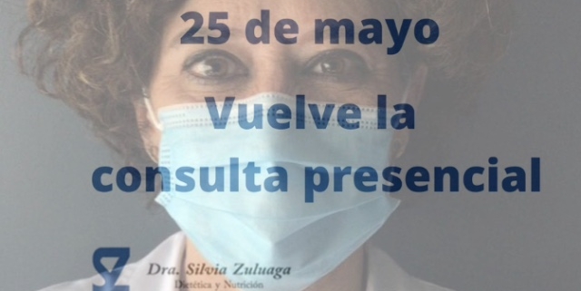 Vuelve la consulta presencial Dra. Silvia Zuluaga Médico Dietética y Nutrición Donostia San Sebastián Éibar